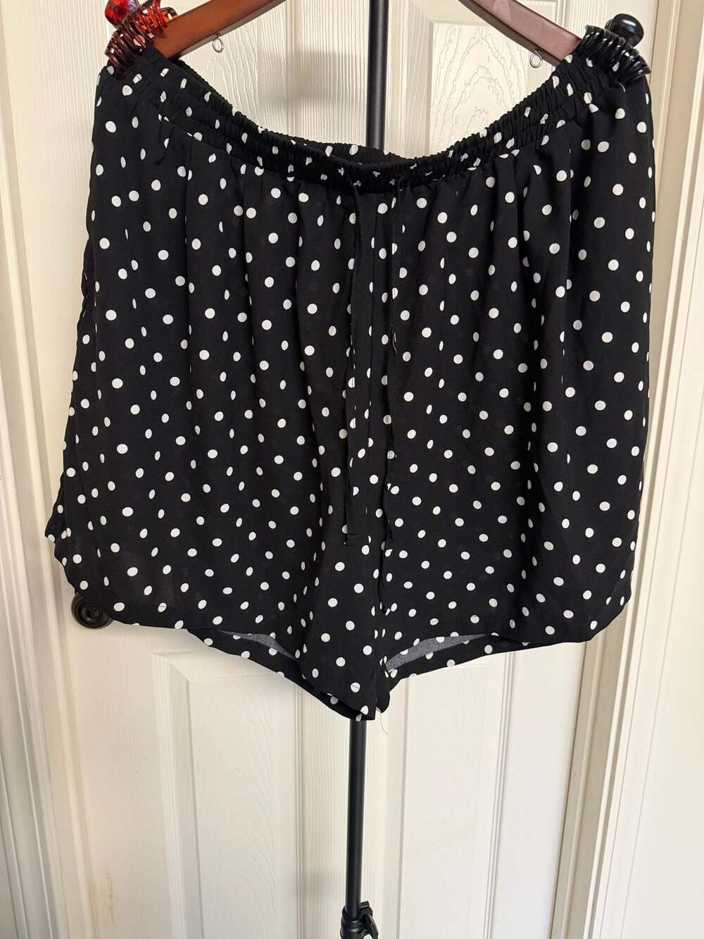 Unbranded Polka Dot Shorts Black White Drawstring Pockets/147